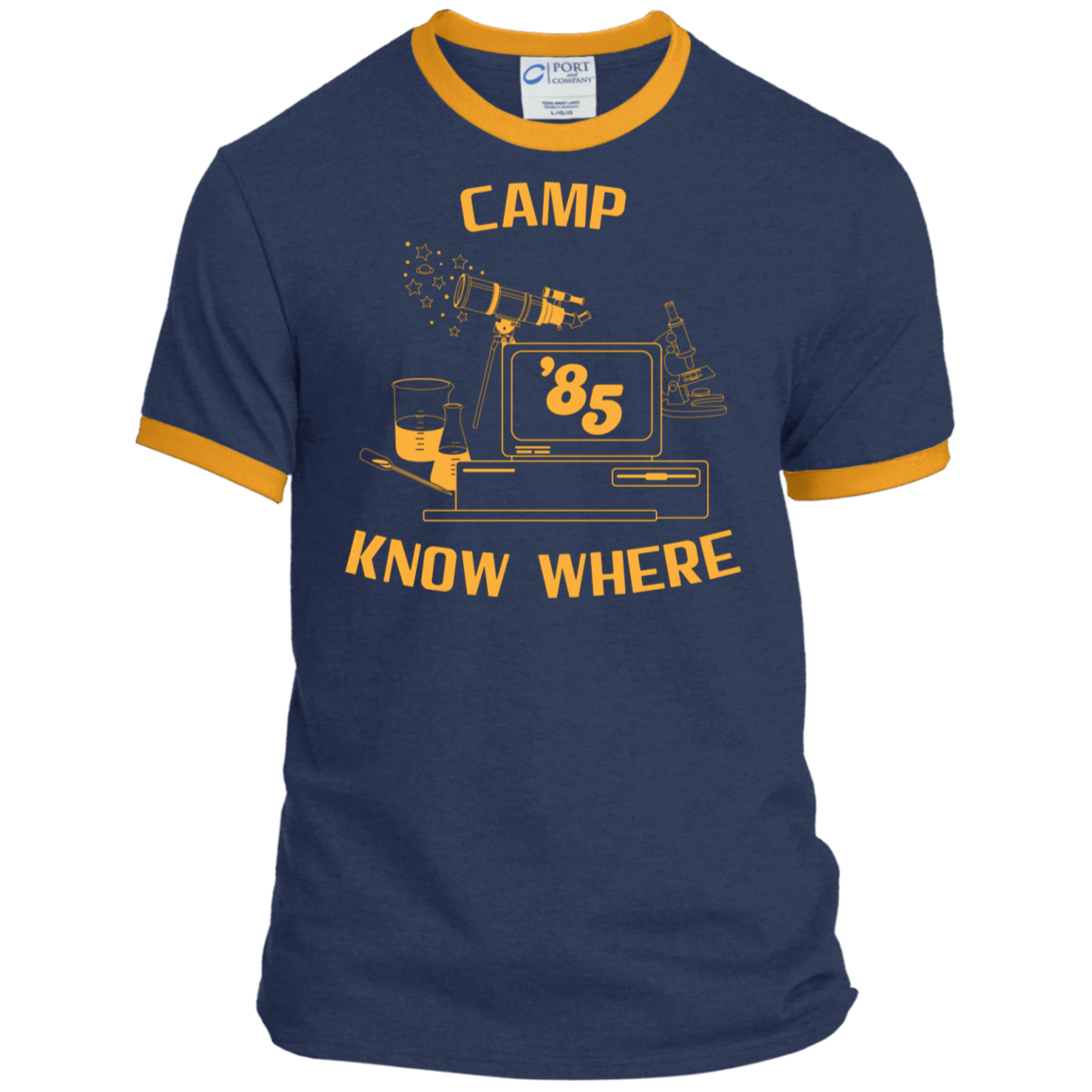 Dustin's "Camp Know Where" Ringer Tee From Stranger Things Season 3 (Variation)